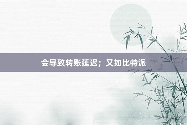 会导致转账延迟；又如比特派