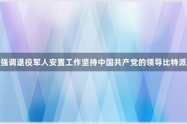 强调退役军人安置工作坚持中国共产党的领导比特派