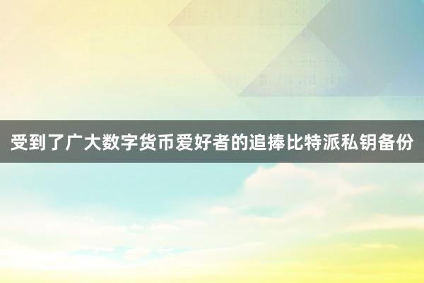 受到了广大数字货币爱好者的追捧比特派私钥备份