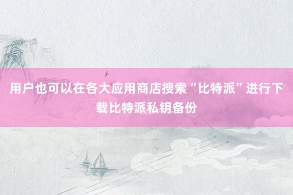 用户也可以在各大应用商店搜索“比特派”进行下载比特派私钥备份