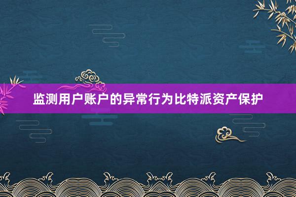 监测用户账户的异常行为比特派资产保护