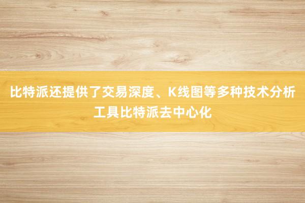 比特派还提供了交易深度、K线图等多种技术分析工具比特派去中心化